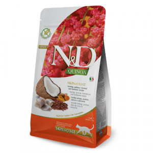FARMINA N&D CAT GF QUINOA HERRING SKIN COAT sausā barība kaķiem Siļķe, kvinoja 5kg